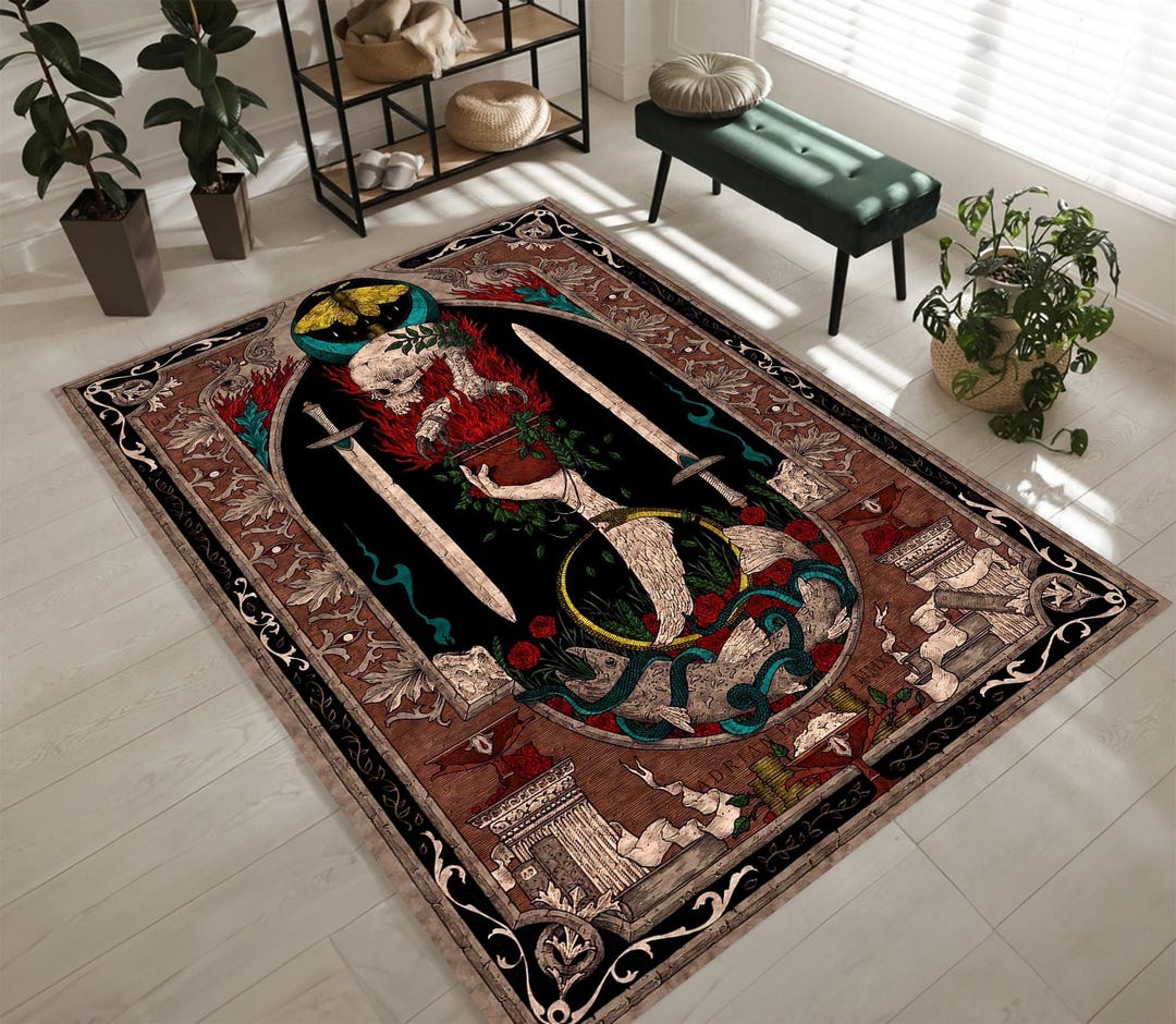 Lady Rugs The Skinny Lady Rug: Santa Muerte, Sugar Skull - Vibrant Colors - Etsy