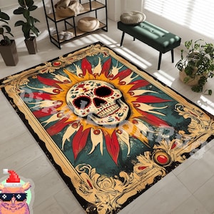 Skull Rug, Tattoo Rug, Santa Muerte Rug, ,Tattoo Rug , Digital Art Rug, American Traditional Tattoo Rug,Personalized Gift,Gift For Him Her
