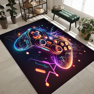 Alfombra de gamer geek con diseño de mando retro (50 x 70 cm, lavable)