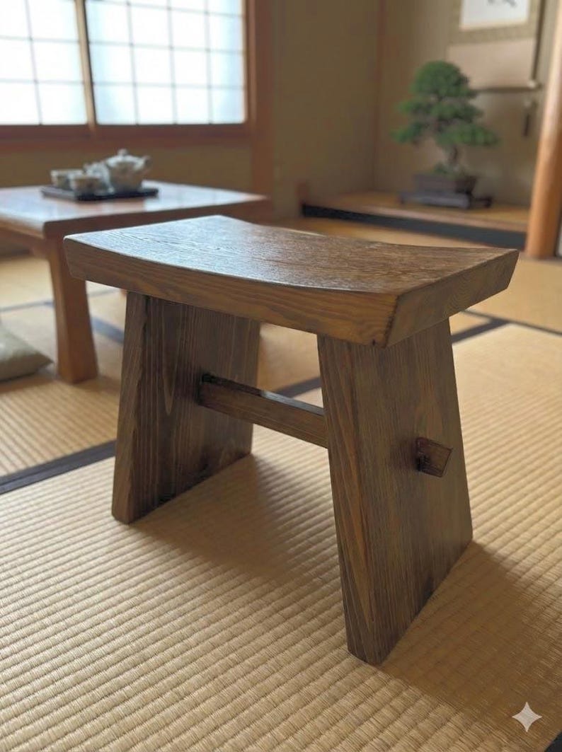 Handmade Wooden Stool, Japanese Influenced FREE UK DELIVERY Bild 1
