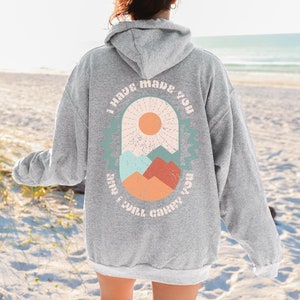 Christelijk sweatshirt met capuchon met bijbelvers Jesaja 46:4, unisex trui, religieus cadeau voor mannen en vrouwen, inspirerende kleding