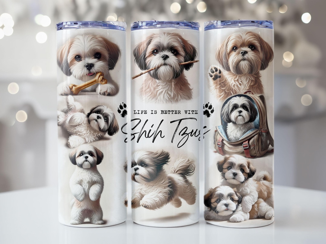 Shih Tzu Tumbler Wrap, 20oz Skinny Tumbler Sublimation Design, Instant ...