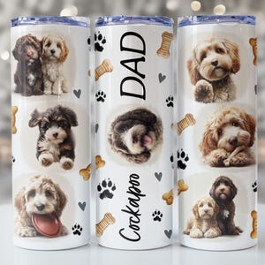 Cockapoo Dad Tumbler Wrap PNG, 20 oz Skinny Sublimation Design, Wrap pour amoureux des chiens, téléchargement numérique