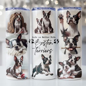 Boston Terrier Tumbler Wrap, 20oz Skinny Tumbler Sublimation Design, Instant Digital Download PNG, Dog Lover, Boston Terrier Mom Tumbler PNG