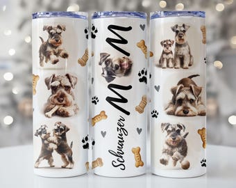 Diseño PNG para vaso Schnauzer Mom, 20 oz, diseño delgado para sublimación, diseño para amantes de los perros, descarga digital.