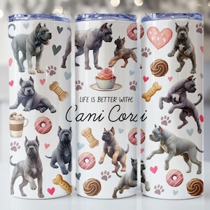 Cane Corso Tumbler Wrap, 20oz Skinny Tumbler Sublimation Design, Instant Digital Download PNG file, Dog Lover PNG, Cute Cane Corso Mom PNG