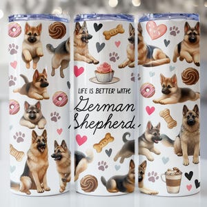 German Shepherd Tumbler Wrap, 20oz Skinny Tumbler Sublimation Design, Instant Digital Download PNG file, Dog Lover PNG, Cute Dog Mom PNG