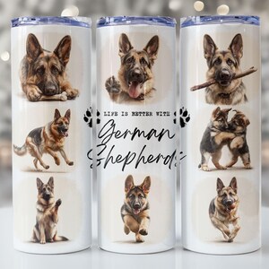 German Shepherd Tumbler Wrap, 20oz Skinny Tumbler Sublimation Design, Instant Digital Download PNG, Dog Lover Wrap