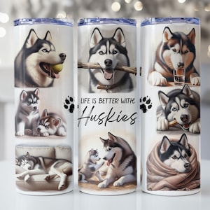 Husky Dog Tumbler Wrap, 20oz Skinny Tumbler Sublimation Design, Instant Digital Download PNG file