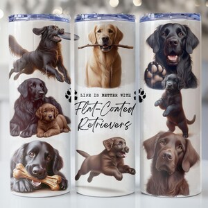 Flat-Coated Retriever Tumbler Wrap, 20oz Skinny Tumbler Sublimation Design, Instant Digital Download PNG, Dog Lover, Dog Mom Tumbler Wrap