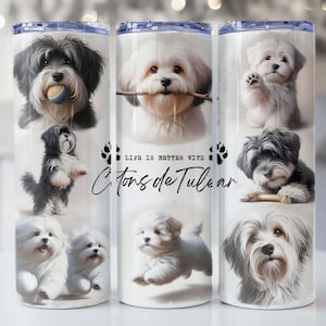 Coton de Tulear Tumbler Wrap, 20oz Skinny Tumbler Sublimation Design, Instant Digital Download PNG, Dog Lover, Coton de Tulear Mom PNG