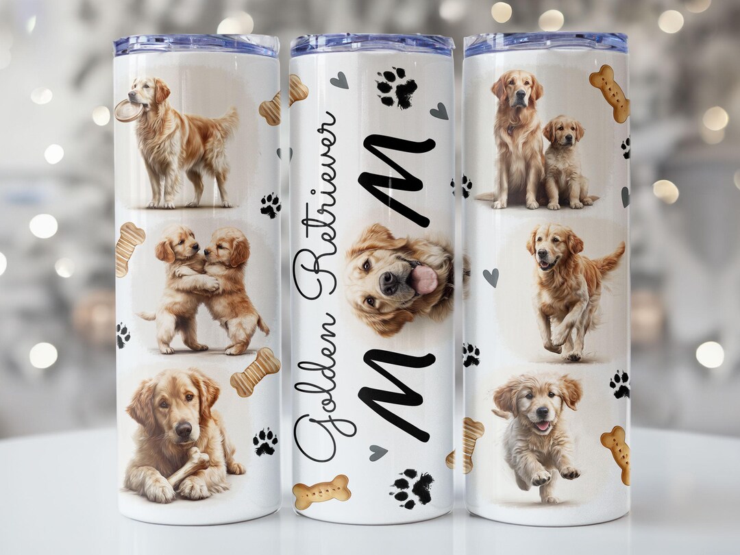 Golden Retriever Mom Tumbler Wrap PNG, 20oz Skinny Sublimation Design ...