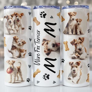 Diseño PNG para vaso térmico Wire Fox Terrier Mom, 20 oz, diseño delgado para sublimación, diseño para amantes de los perros, descarga digital.