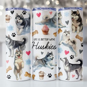 Husky Dog Tumbler Wrap, 20oz Skinny Tumbler Sublimation Design, Instant Digital Download PNG file, Husky Dog Lover PNG, Husky Dog Mom PNG
