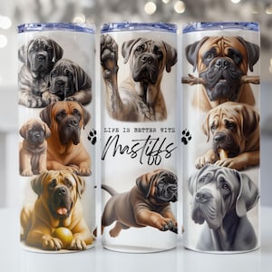 Mastiff Dog Tumbler Wrap, 20oz Skinny Tumbler Sublimation Design, Instant Digital Download PNG, Dog Lover, Mastiff Mom Tumbler Wrap