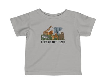 Bebé Vamos a la camiseta del zoológico, camisa de safari para bebés, camisa del reino animal, camiseta de punto fino 6M-24M