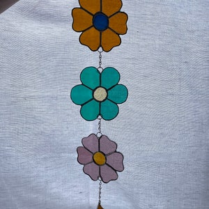 Hanging Flower Stained Glass Chain Handmade Art Window Decor Floral Craft image 4