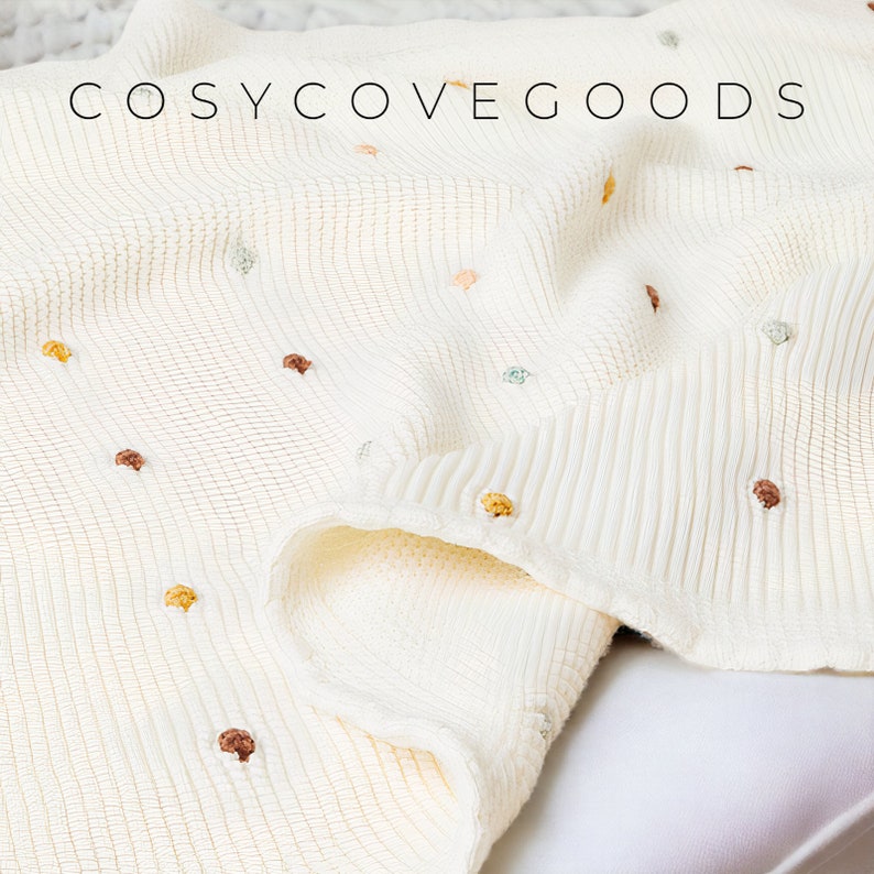 Cotton Baby Blanket Unique Artisan Throw Cosy Home Decor One of a Kind Textile Soft Knitted
