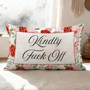 Maximalist F Off Lumbar Pillow | Humorous Home Decor Gift for Best Friend, Daughter | Funny Eclectic Accent Cushion for Apartment, New Home