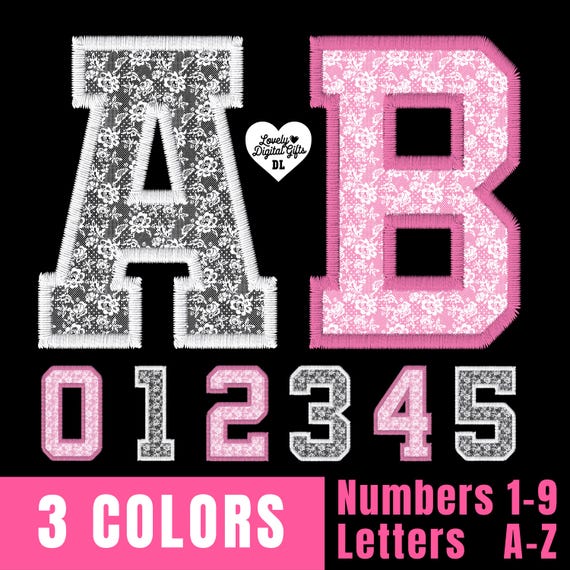 lace Varsity Letters png Bundle, Lace Varsity Alphabet Png, Floral Varsity Png, White lace designs, Lace Clipart, Chinoiserie Girly Font Png