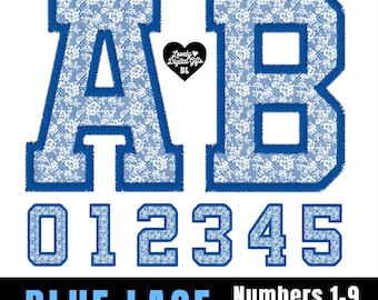 lace Varsity Letters png, Blue Chinoiserie Lace Varsity Alphabet Png, Floral Varsity Png, Lace Clipart, Chinoiserie Girly Font Png, Alphabet