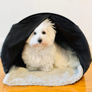 Certified Non-toxic Dog Cat Den: Stress-Relief Hideaway for Small Dogs | Patented Portable Enclosed Calming Space for Small Pets