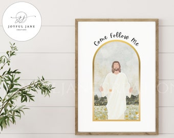 Digital nedladdning av konstverk för LDS Primärkyrkans Kom och följ mig Jesus Kristus för Primärkyrkans program eller Primärkyrkans present till barn och ungdomar. Dopdekoration.