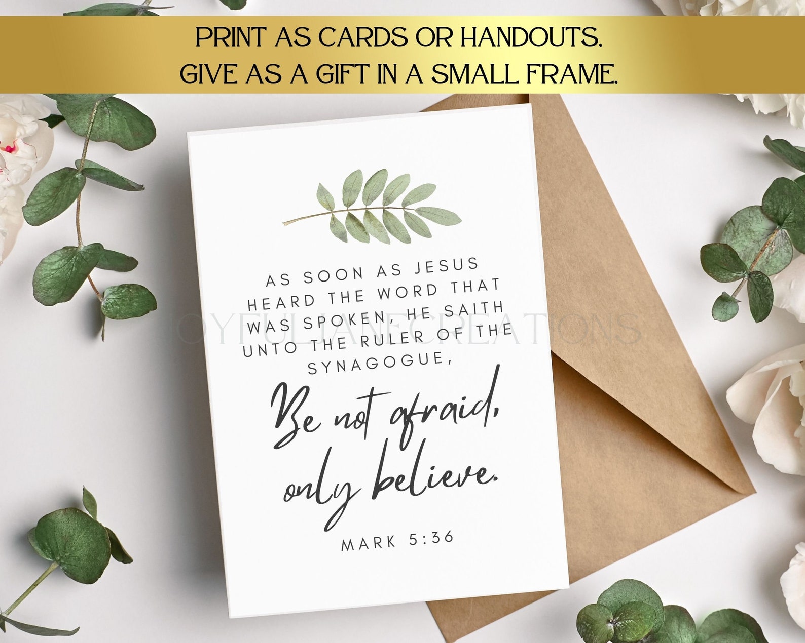 Bible Scripture Art Mark 5:36 Jesus Christ 