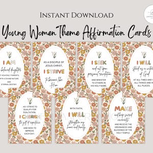 Tarjetas imprimibles con el tema de las Mujeres Jóvenes SUD para la afirmación de los valores y el tema de las Mujeres Jóvenes Soy discípula de Jesucristo Iglesia de Jesucristo