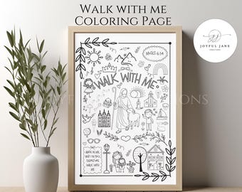 LDS Youth theme 2026, Young Women Coloring Page digital, Walk with Me Moses 6:34, LDS Scripture Coloring for Sunday School or YW activity