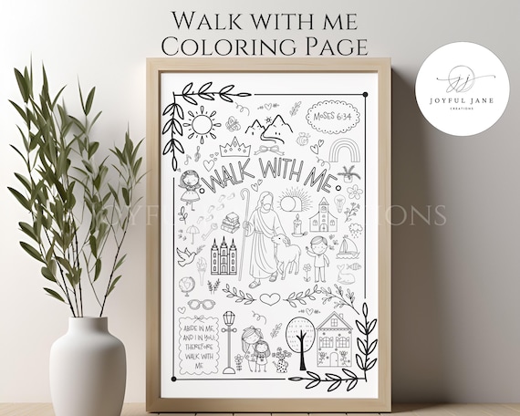 LDS Youth theme 2026, Young Women Coloring Page digital, Walk with Me Moses 6:34, LDS Scripture Coloring for Sunday School or YW activity
