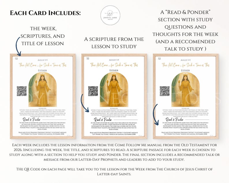 2026 Come Follow Me Old Testament Study Cards, LDS Weekly Scripture Study Printable, Digital Download Scripture Guide image 6