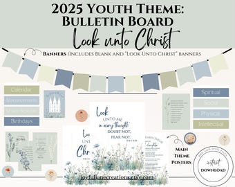 LDS Youth theme 2025 Look unto Christ D&C 6:36, Young Women Theme, LDS Youth Program Young Women, Church of Jesus Christ, Bulletin board