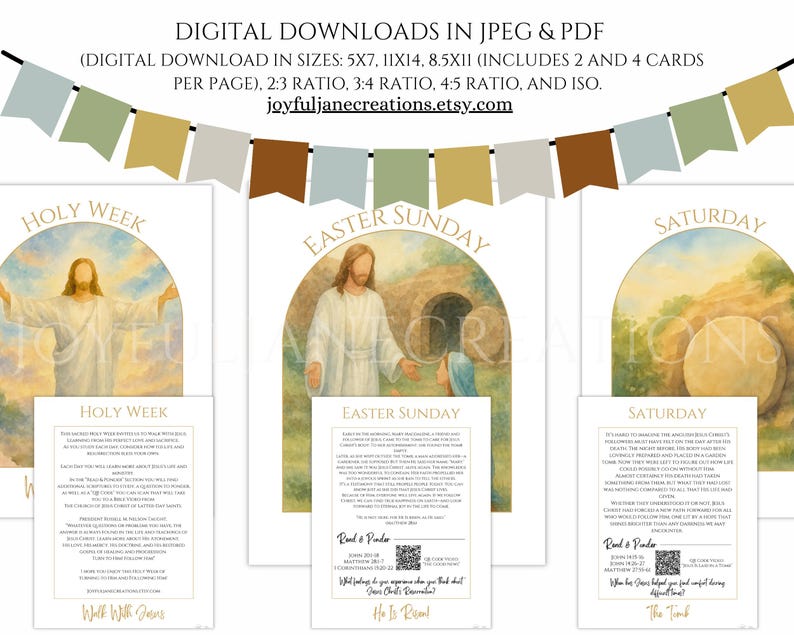LDS Holy Week Study Cards, Easter Story Printables, Holy Week Countdown ...