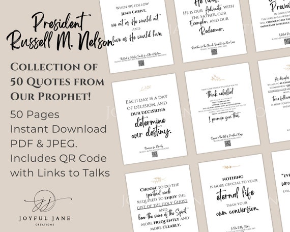 President Russell M Nelson Quotes, Think Celestial, Church of Jesus Christ Conference Study, LDS Ministering Handout, LDS Youth Lessons