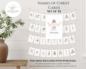 Names of Christ Advent Countdown Easter, Christian Education Christ Names Printable, Christ Centered Advent Scripture Devotion Cards Study