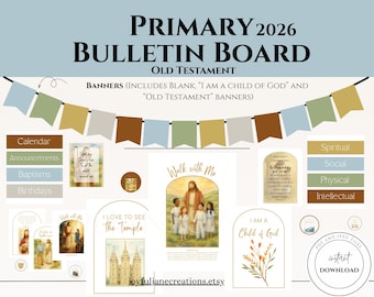 LDS-bulletinboardkit voor jeugd, jeugdwerkpresident helpt, jeugdwerkschool, kom en volg mij, 2026, schriftkunst oudtestamentische, Church of Jesus Christ