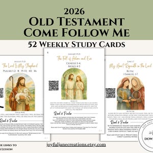 2026 Come Follow Me Old Testament Study Cards, LDS Weekly Scripture Study Printable, Digital Download Scripture Guide