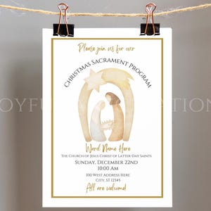 LDS Sacrament Meeting Christmas Program Invitation Customizable ...