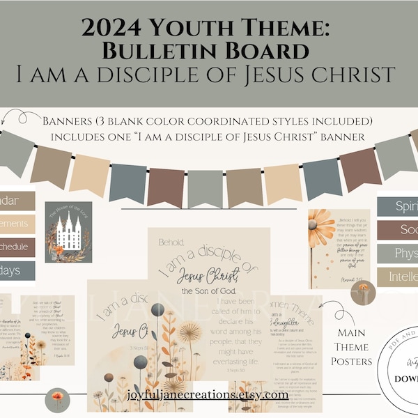 LDS Youth theme 2024 BULLETIN Board kit, I am a Disciple of Jesus Christ, Young Women Theme, Church of Jesus Christ of LDS, 3 Nephi 5:13