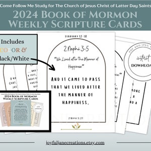 LDS Kom en volg mij Boek van Mormon 2024 Wekelijkse schriftkaarten, Kerk van Jezus Christus van LDS, ik ben een discipel van Jezus Christus, digitale prod.