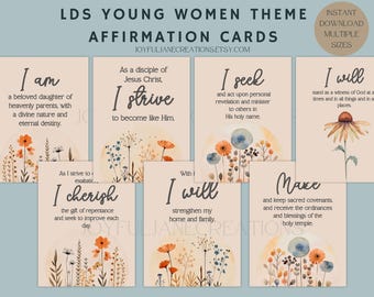 LDS Young Women Theme Printable Cards for Affirmation of Young Women Values & Theme I am a Disciple of Jesus Christ Church of Jesus Christ