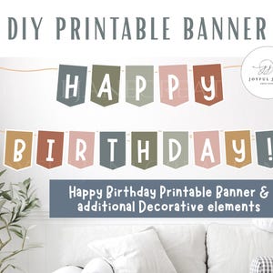 Bannière imprimable bricolage, bannière joyeux anniversaire imprimable, bannière téléchargement numérique bricolage, décoration de fête bannière, décorations imprimables de fête d'anniversaire