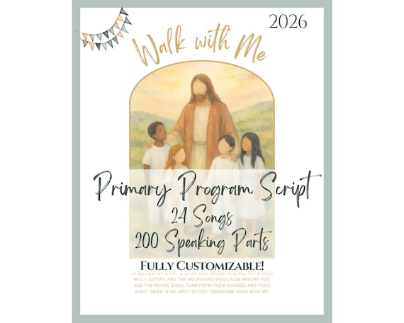 LDS Primary Program script customizable 2026, Old Testament Primary Sacrament Meeting Presentation Outline Come Follow Me, Walk With Me