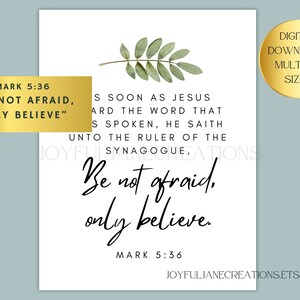 Bible Scripture Art Mark 5:36 Jesus Christ 