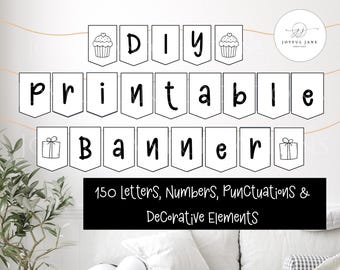 Pancarta imprimible DIY, decoración para fiestas de cumpleaños, decoración de baby shower, decoración para eventos, tablón de anuncios, pancarta personalizada, descarga digital DIY
