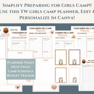 LDS Girls Camp Planner Personalize &amp; Plan YW Camp With This Instant ...