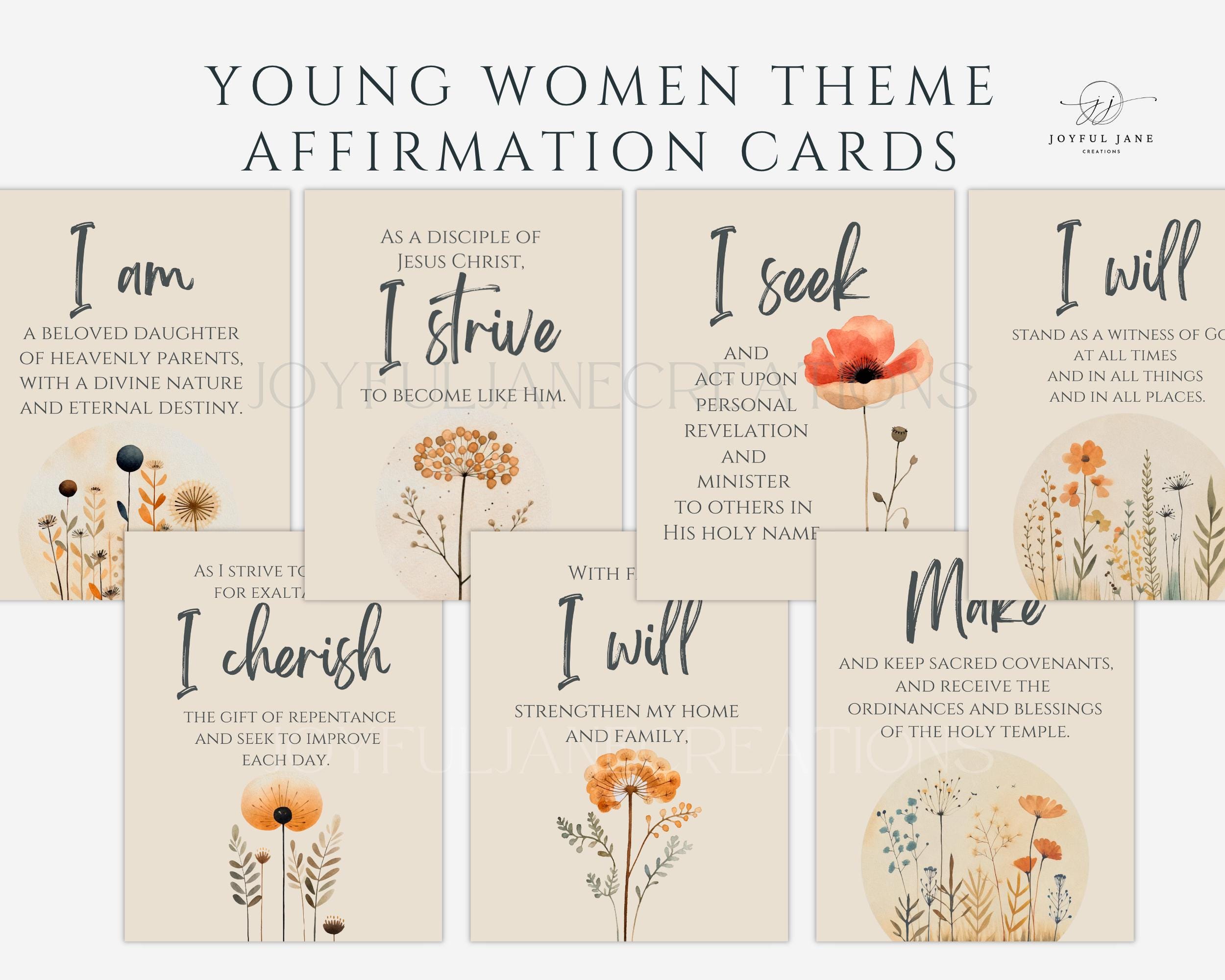 LDS Young Women Theme Printable Cards for Affirmation of Young Women Values & Theme I am a Disciple of Jesus Christ Church of Jesus Christ