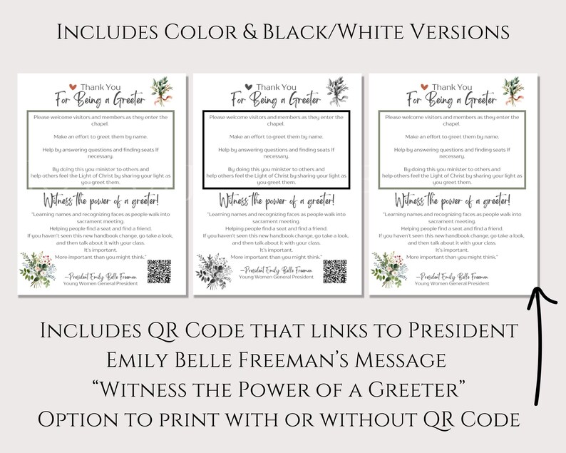 LDS Youth Meeting Greeter Handout, Young Women Presidency Help, Church ...