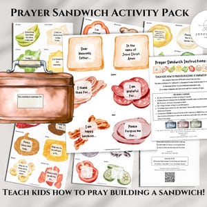 Prayer lesson Sunday school prayer craft activity, Kids Prayer Sandwich Christian Homeschool Prayer prompts Printable Craft, Kid Bible Study